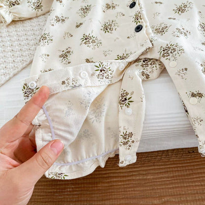 Autumn Hot Selling Baby Girls Long Sleeves Single Breasted Floral Rompers, MyKids-USA®, Baby One-Pieces, MyKids-USA -  -  -  -  -  -  - 