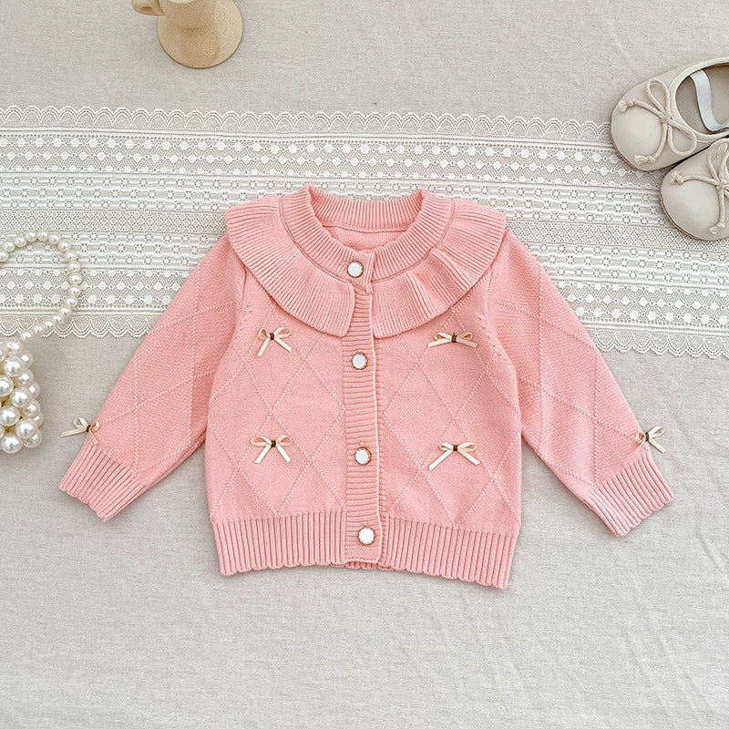 Autumn Arrival Baby Girls Comfortable Butterfly-bows Pattern Knitted Long Sleeves Cardigan, MyKids-USA®, Cardigans, MyKids-USA -  -  -  -  -  -  - 