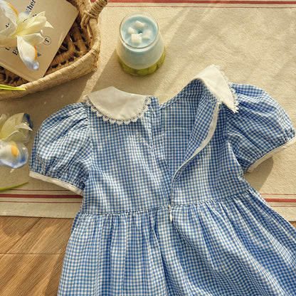 Summer Arrival Baby Girls Short Sleeves Plaid and Animals Pattern Dress, MyKids-USA®, Baby & Children's Dresses, MyKids-USA -  -  -  -  -  -  - .