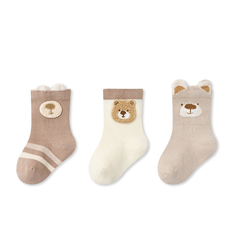 Autumn and Spring Arrival Baby Girls Breathable Cute Pattern Socks 1 Lot=3-Pair Set, MyKids-USA®, Baby & Toddler Socks & Tights, MyKids-USA - Size/Age - XS (0-6M) - Color - White -  -  - TR2601112230-D.