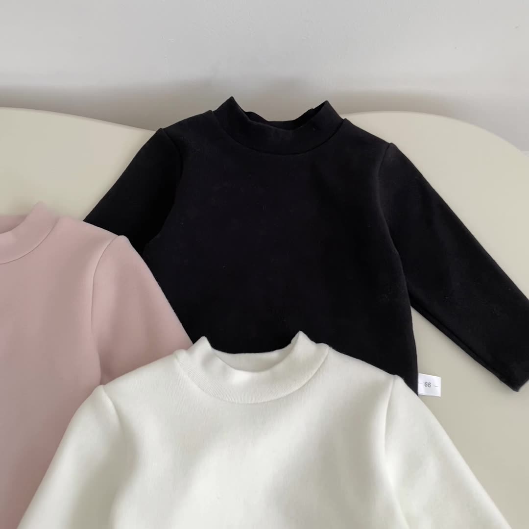 Autumn and Winter Arrival Baby Kids Unisex Long Sleeves Solid Color Fleece-lined Warm Top, MyKids-USA®, Baby & Toddler Tops, MyKids-USA -  -  -  -  -  -  - 