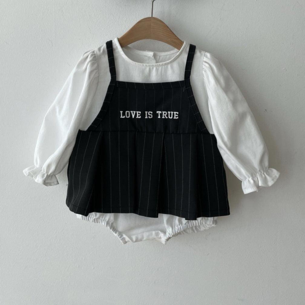 Autumn and Spring Arrival Baby Girls Letters Pattern Long Sleeves Color Patchwork Bodysuit, MyKids-USA®, Baby One-Pieces, MyKids-USA - Size/Age - 66 (3-6M) - Color - Beige -  -  - TR2601271116-A.