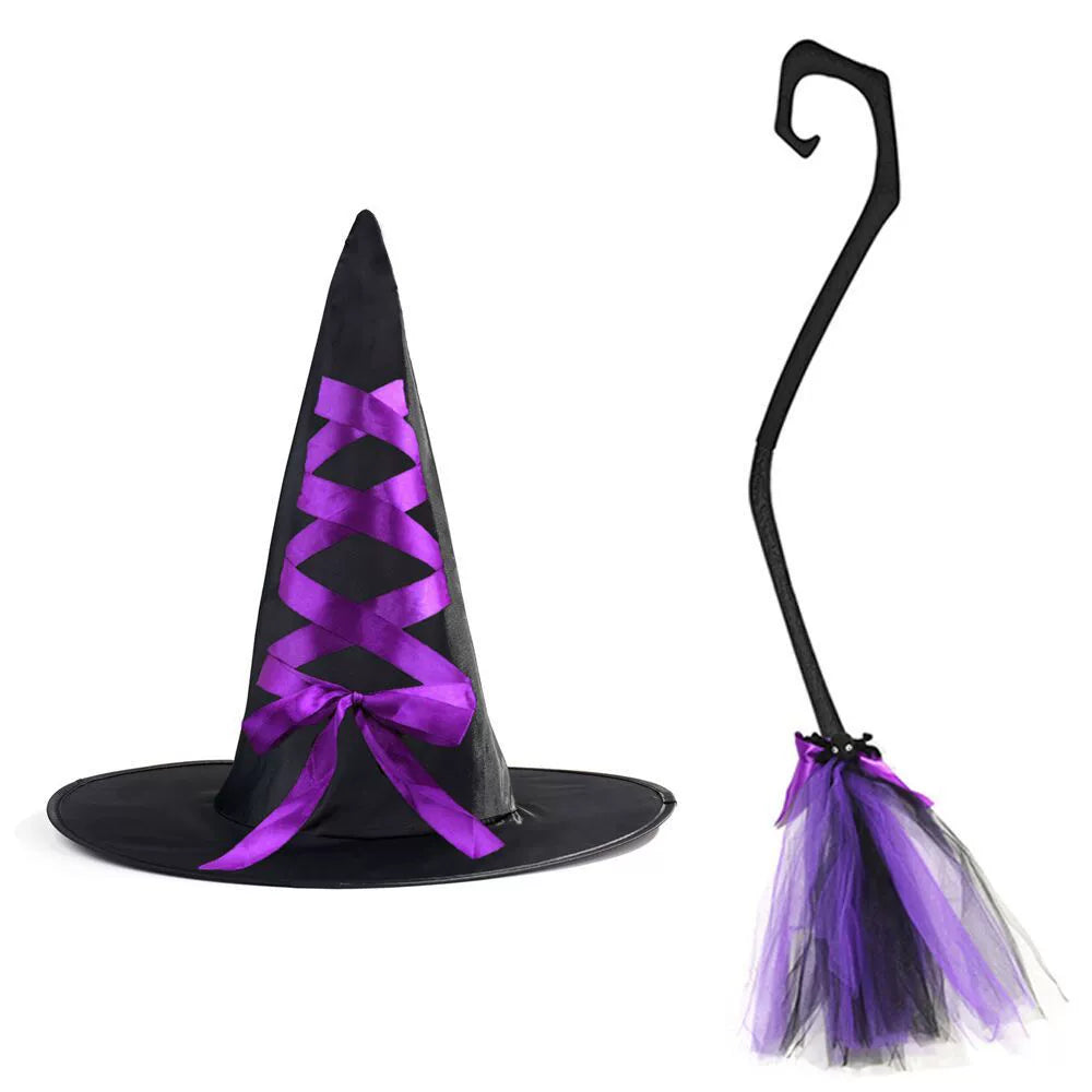 Arrival Dark Halloween Essential: Girls’ Witch Wand and Hat Set for Spooky Costume, MyKids-USA®, Costume Accessories, MyKids-USA - Size/Age - Average - Color - Blue -  -  - TR2508202001-B.