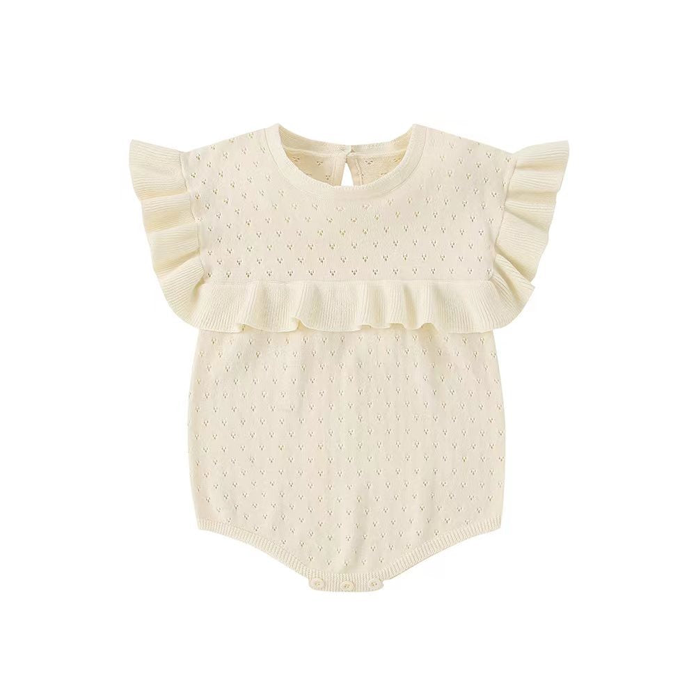 Summer Arrival Baby Unisex Cute Knitted Hollow-out Pattern Fly Sleeves Onesies, MyKids-USA®, Baby One-Pieces, MyKids-USA - Size/Age - 59 (0-3M) - Color - Beige -  -  - TR2504262051-A