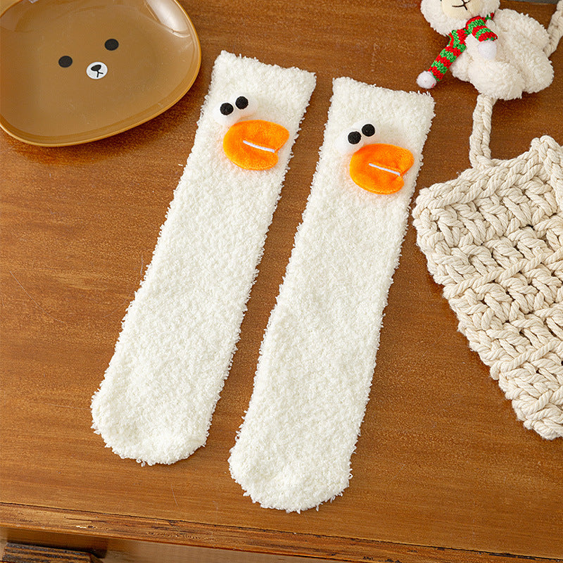 Autumn and Winter Baby Unisex Breathable Cartoon Pattern Warm Fluffy Socks 26cm, MyKids-USA®, Baby & Toddler Socks & Tights, MyKids-USA - Size/Age - Average Size (0-8Y） - Color - White -  -  - TR2512301336-N.