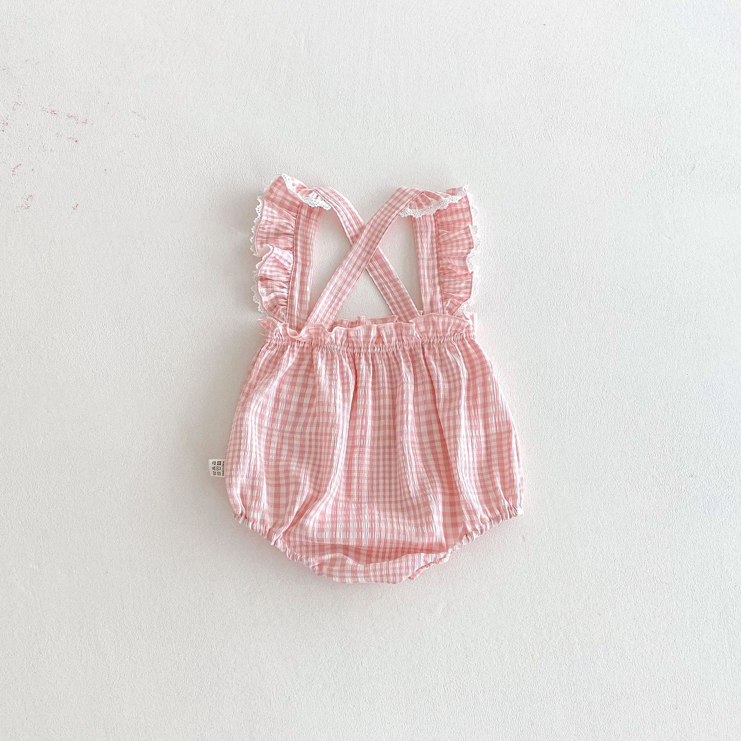 Summer Arrival Baby Girls Sleeveless Plaid Pattern Strap Bodysuit, MyKids-USA®, Baby One-Pieces, MyKids-USA -  -  -  -  -  -  - .
