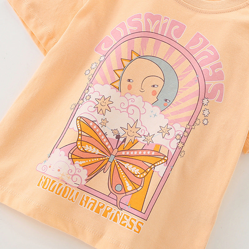 Summer Baby Kids Cartoon Pattern T-shirt and Denim Shorts Clothing Set for Girls, MyKids-USA®, Baby & Toddler Outfits, MyKids-USA -  -  -  -  -  -  - 