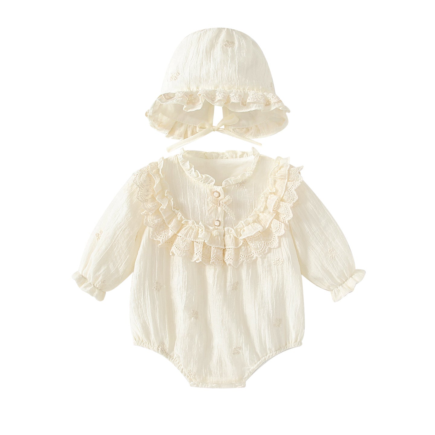 Arrival Spring Baby Girls Flowers Embroidery Long Sleeves Solid Color Onesies with Hat, MyKids-USA®, Baby One-Pieces, MyKids-USA -  -  -  -  -  -  - .