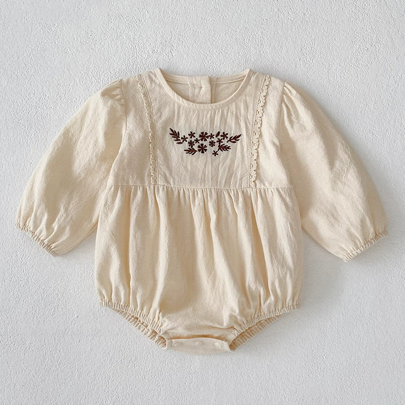 Autumn Baby Girls Northern Europe Style Flowers Embroidered Pattern Long-sleeved Onesies and Dress – Princess Sister Matching Set, MyKids-USA®, Baby & Toddler Dresses, MyKids-USA - Size/Age - 66 (3-6M) - Color - Beige -  -  - TR2506202034-A