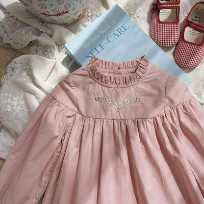 Arrival Autumn Girls Flowers Embroidery Pattern Long Sleeves Ruffle Neck Dress, MyKids-USA®, Baby & Toddler Dresses, MyKids-USA -  -  -  -  -  -  - 