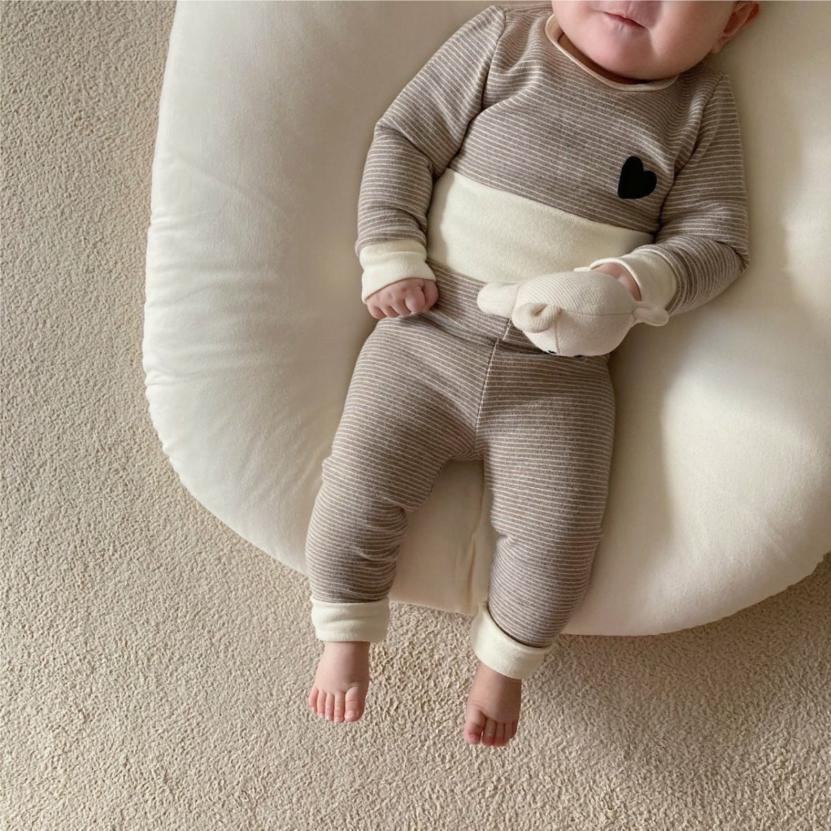 Autumn Arrival Baby Unisex Long Sleeves Heart and Striped Pattern Onesies and Pants Sets, MyKids-USA®, Baby & Toddler Outfits, MyKids-USA - Size/Age - 66 (3-6M) - Color - Coffee -  -  - TR2507172043-B