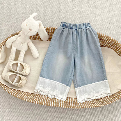 Spring and Autumn Kids Girls Flowers Embroidered Pattern Long Sleeves Hollow-out Top and Denim Pants Clothing Set, MyKids-USA®, Baby & Toddler Outfits, MyKids-USA - Size/Age - 73 (6-9M) - Color - Blue -  -  - TR2508242233-B