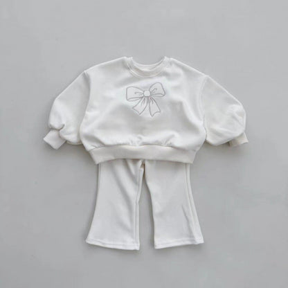 Spring and Autumn Girls Butterfly Bows Pattern Long Sleeves Crew Neck Top Sweatshirt and Pants Clothing Set, MyKids-USA®, Baby & Toddler Outfits, MyKids-USA - Size/Age - 66 (3-6M) - Color - White -  -  - TR2408142114-C