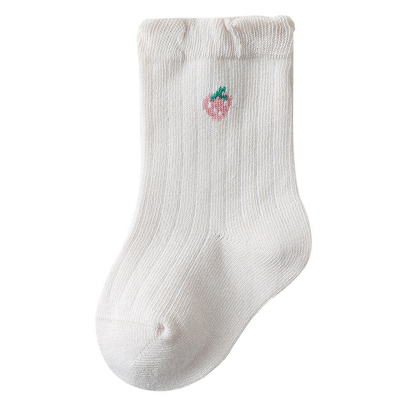 Baby Girls Frilled-Edges Breathable Mid-Calf Socks