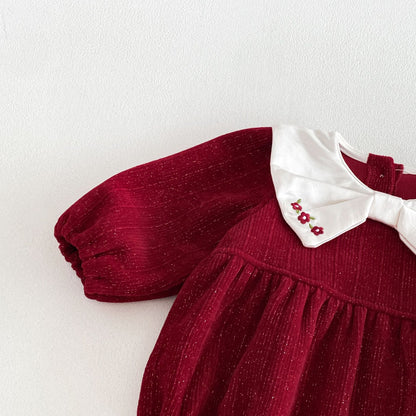 MyKids-USA® Autumn Arrival Baby Girls Long Sleeves Cute Fruits Embroidered Pattern Color Patchwork Bodysuit