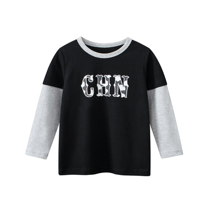 Autumn Baby Kids Boys Letters Print Long Sleeves Crew Neck Color Patchwork Top Shirt, MyKids-USA®, Baby & Toddler Tops, MyKids-USA -  -  -  -  -  -  - 