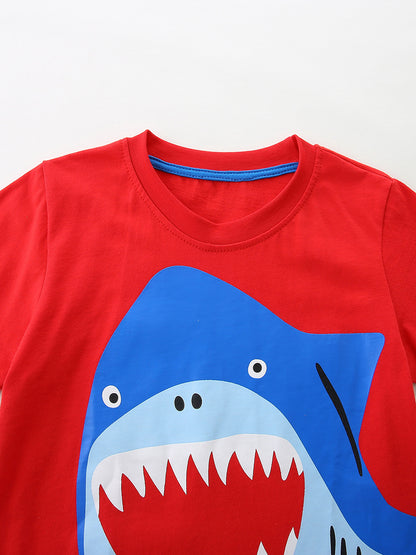 Arrival Summer Baby Kids Boys Short Sleeves Animals Pattern T-shirt and Shorts Clothing Set
