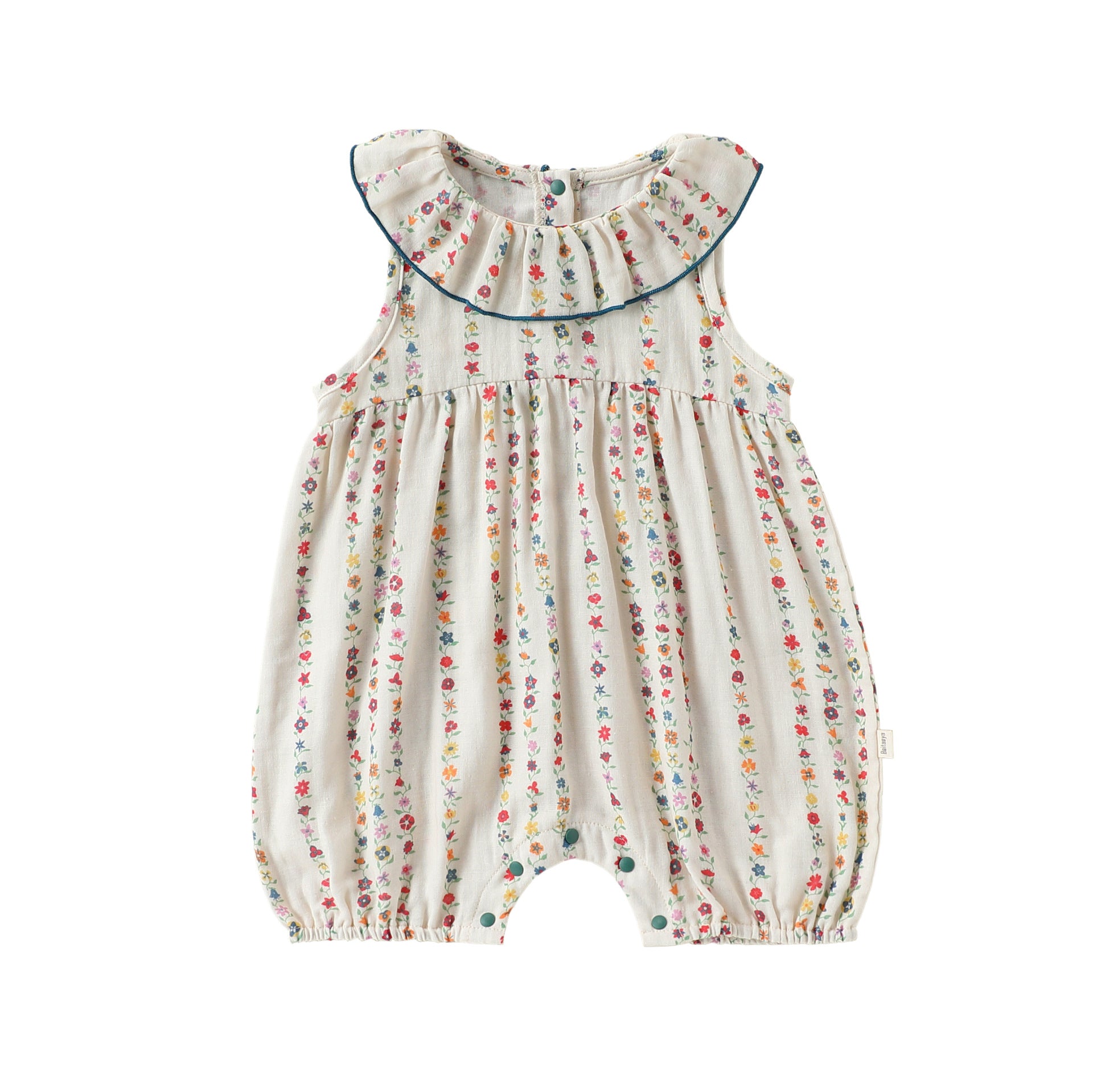 Summer Arrival Baby Girls Sleeveless Floral Striped Rompers, MyKids-USA®, Baby & Children's One-Pieces, MyKids-USA - Size/Age - 66 (3-6M) - Color - Apricot -  -  - TR2605232237-A.