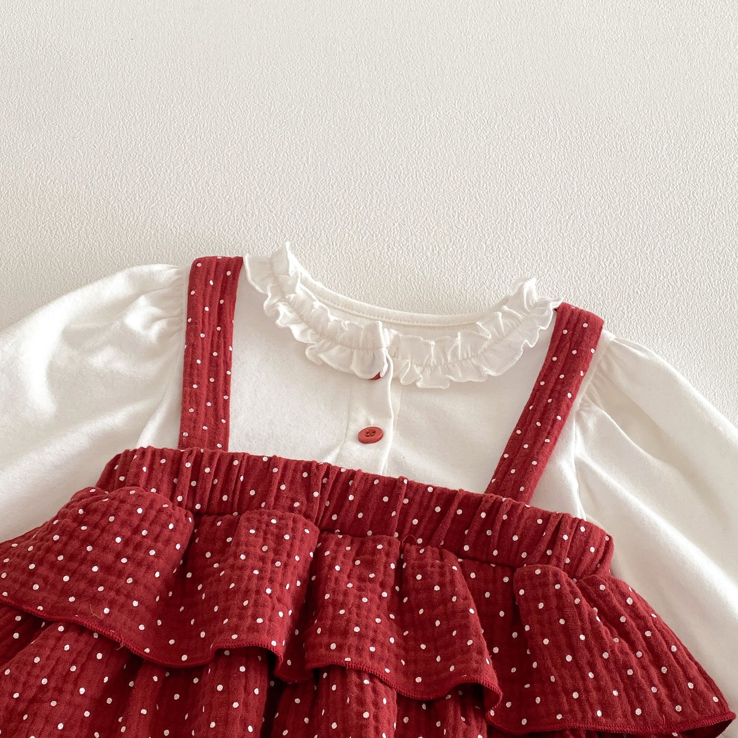 Spring Arrival Baby Girls Long Sleeves Ruffle Neck Color Patchwork Bodysuit, MyKids-USA®, Baby One-Pieces, MyKids-USA -  -  -  -  -  -  - .