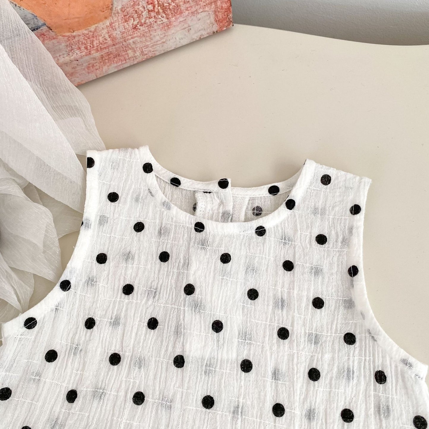 Arrival Summer Baby Kids Girls Sleeveless Dots Pattern Vest and Pants Clothing Set