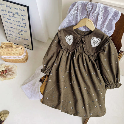 Arrival Autumn Girls Hearts Embroidery and Floral Printed Pattern Long Sleeves Dress, MyKids-USA®, Baby & Toddler Dresses, MyKids-USA -  -  -  -  -  -  - 