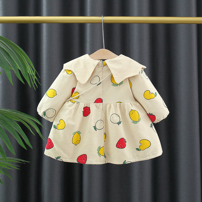 Autumn and Winter Arrival Baby Girls Long Sleeves Fruits Print Dress, MyKids-USA®, Baby & Toddler Dresses, MyKids-USA -  -  -  -  -  -  - 