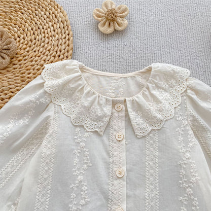 MyKids-USA® Autumn Arrival Baby Girls Long Sleeves Flowers Embroidered Pattern Shirt