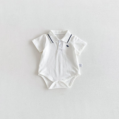 Summer Arrival Baby Boys Short Sleeves Polo Design Bodysuits, MyKids-USA®, Baby & Children's One-Pieces, MyKids-USA - Size/Age - 66 (3-6M) - Color - White -  -  - TR2604202141-B.