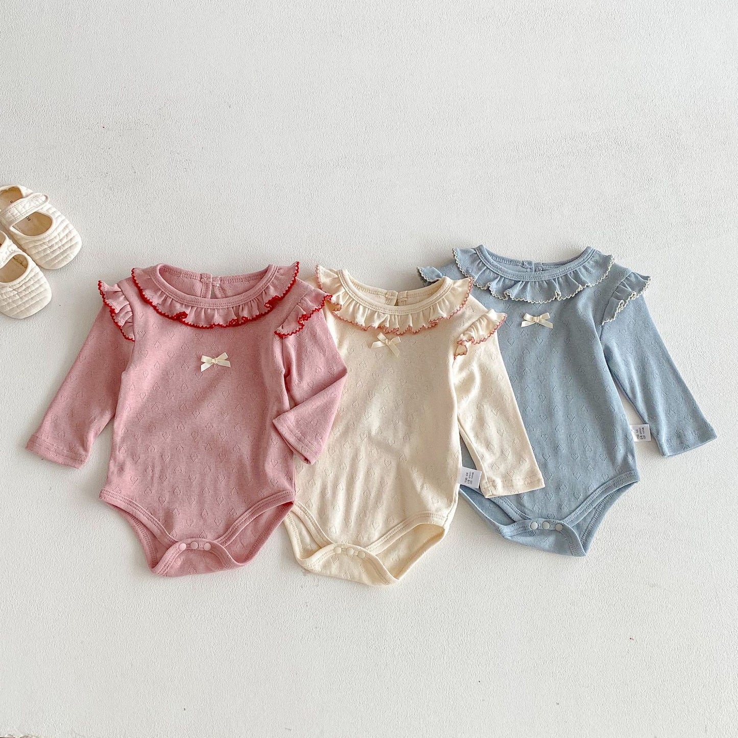 Arrival Spring Baby Girls Hollow-out Heart Pattern Long Sleeves Bodysuit