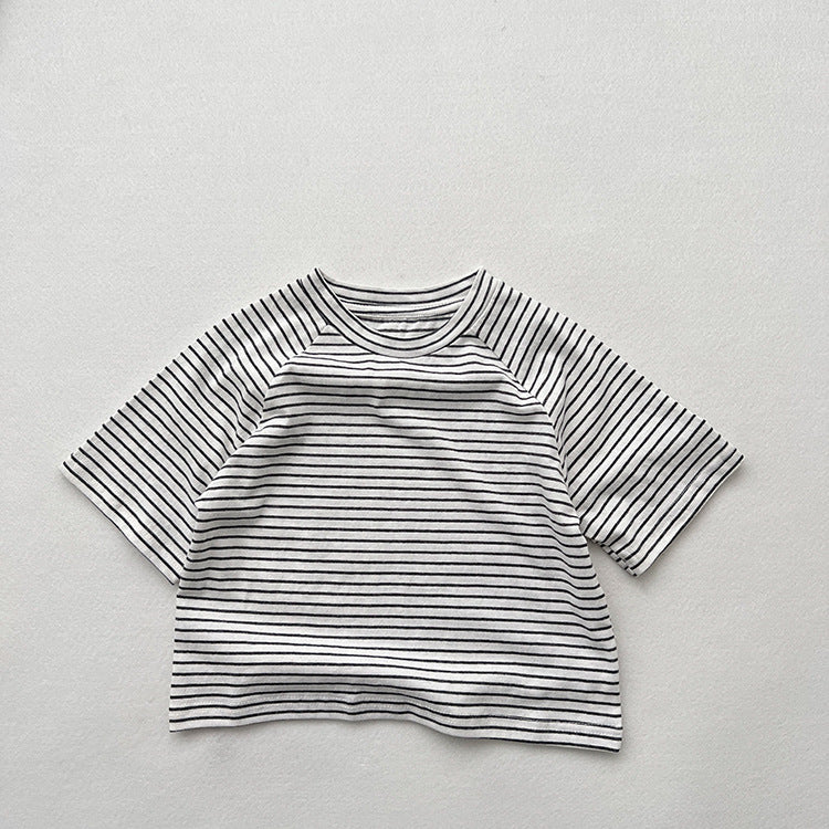 Baby Striped Pattern O-Neck Soft Cotton Shirts