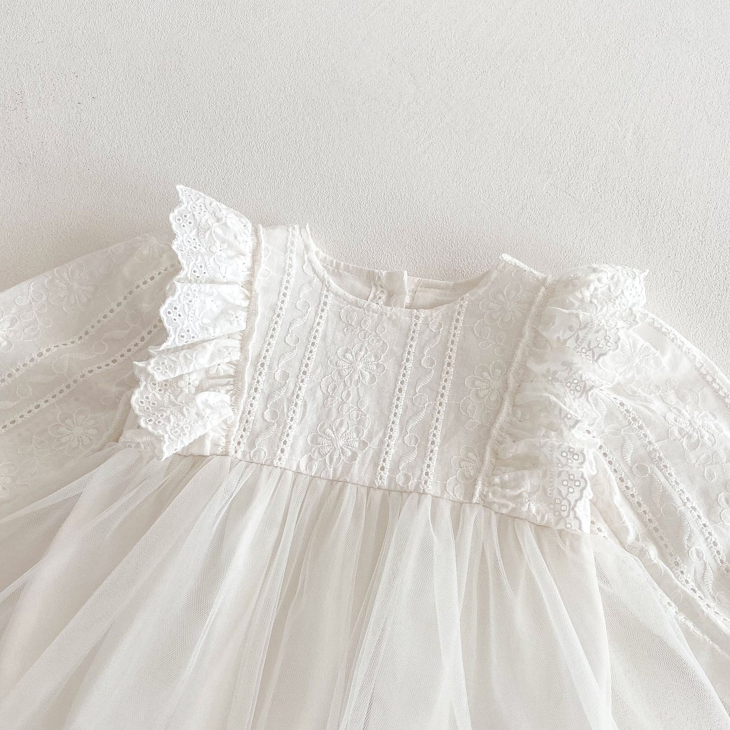 Spring Arrival Baby Girls Cute Floral Embroidered Pattern and Tulle Patchwork Long Sleeves Onesies, MyKids-USA®, Baby One-Pieces, MyKids-USA -  -  -  -  -  -  - 