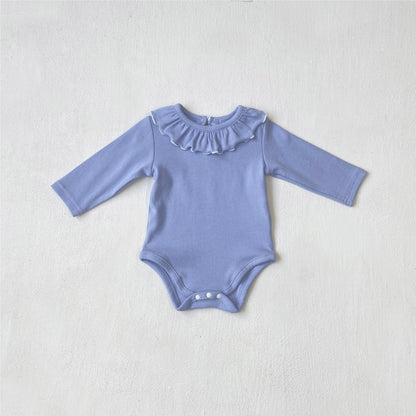 Arrival Autumn and Spring Baby Girls Simple Solid Color Long Sleeves Bodysuit, MyKids-USA®, Bodysuits, MyKids-USA - Size/Age - 66 (3-6M) - Color - Blue -  -  - TR2601071059-B.