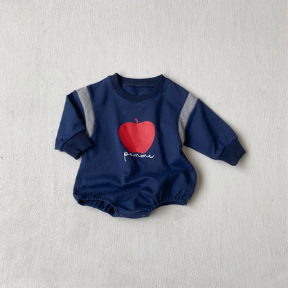 MyKids-USA® Autumn  Arrival Baby Kids Long Sleeves Apple and Letters Pattern Bodysuit