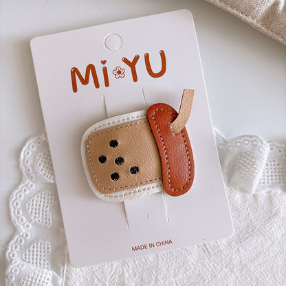 Cartoon Leather Bunny Hair Clips for Girls – Cute Style Side Hair Accessories, MyKids-USA®, Hair Pins, Claws & Clips, MyKids-USA - Size/Age - Average Size (0-12Y） - Color - Khaki -  -  - TR2602071139-C.