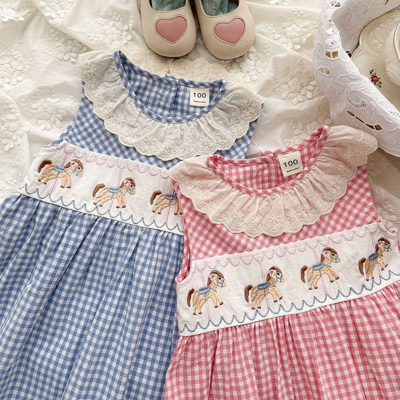 Summer Arrival Baby Girls Sleeveless Plaid and Animals Cartoon Pattern Dress, MyKids-USA®, Baby & Children's Dresses, MyKids-USA -  -  -  -  -  -  - .