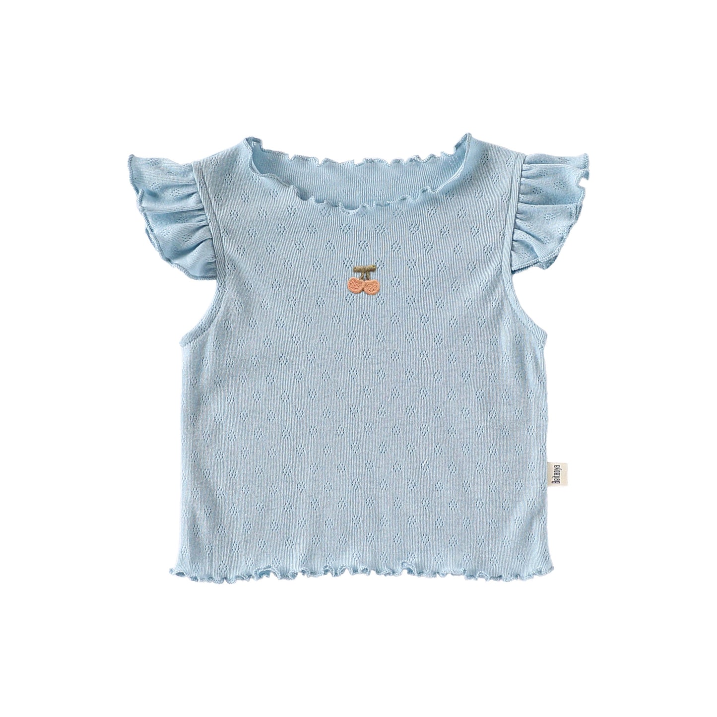 Girls’ Fruit Embroidered Pattern Fly Sleeves Top Shirt in European and American Style for Summer, MyKids-USA®, Baby & Toddler Tops, MyKids-USA - Size/Age - 73 (6-9M) - Color - Blue -  -  - TR2505212354-B