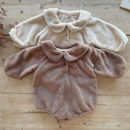 Infant Baby Unisex Solid Thick Warm Long Sleeve One Piece In Winter