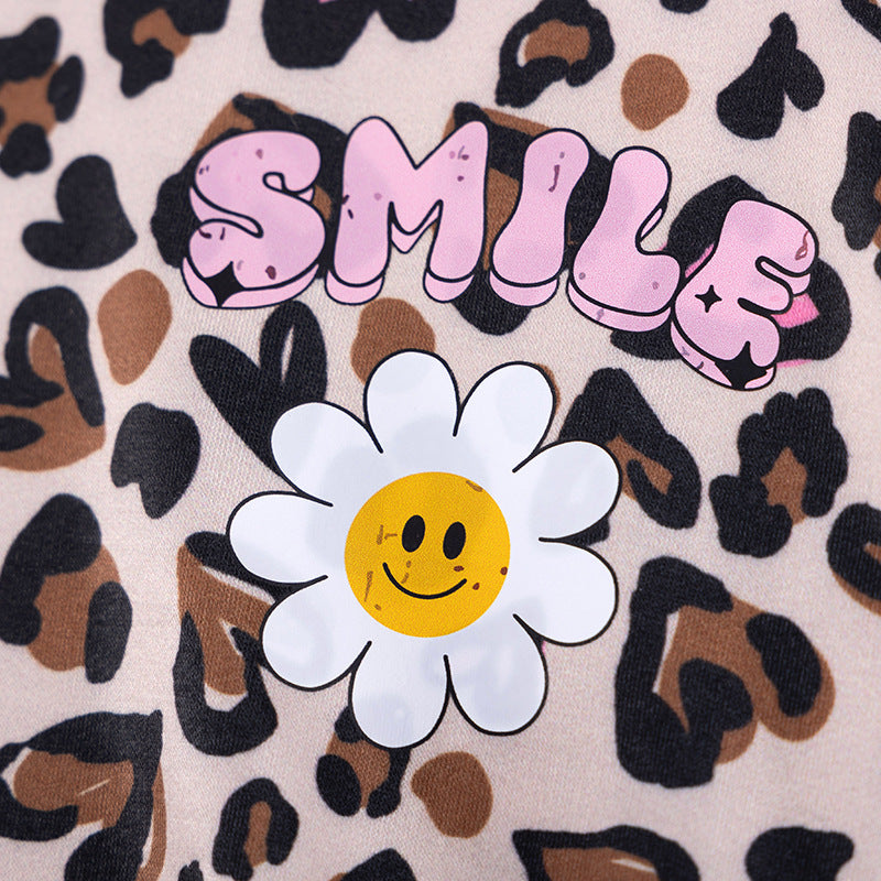 Spring and Autumn Girls Leopard and Letters Pattern Long Sleeves Top and Plain Pants Clothing Set, MyKids-USA®, Baby & Toddler Outfits, MyKids-USA -  -  -  -  -  -  - 