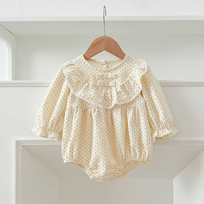 Arrival Autumn Dots Print Baby Kids Girls Crew Neck Onesies and Dress – Princess Sister Matching Set, MyKids-USA®, Baby & Toddler Outfits, MyKids-USA - Size/Age - 66 (3-6M) - Color - Light Yellow -  -  - TR2408092040-B