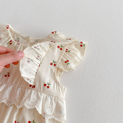 Design Summer Baby Kids Girls Fly Sleeves Cherry Pattern Rompers, MyKids-USA®, Baby & Children's One-Pieces, MyKids-USA -  -  -  -  -  -  - .
