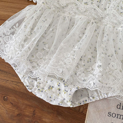 Summer Arrival Baby Girls Short Sleeves Floral Pattern Tulle Decorated Bodysuit, MyKids-USA®, Bodysuits, MyKids-USA -  -  -  -  -  -  - .