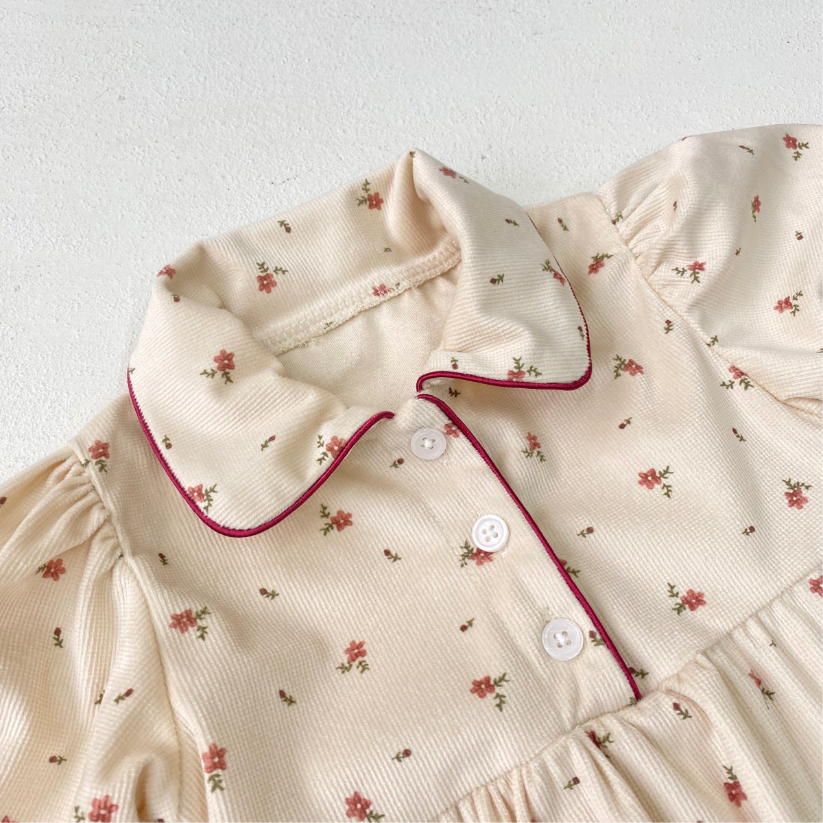 MyKids-USA® Autumn Arrival Baby Girls Long Sleeves Cute Flowers Pattern Turn Down Collar Rompers