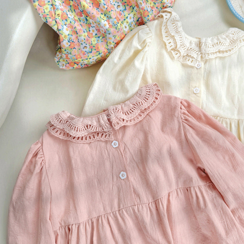 Arrival Autumn Girls Simple Cartoon Embroidery Pattern Long Sleeves Hollow-out Collar Dress, MyKids-USA®, Baby & Toddler Dresses, MyKids-USA -  -  -  -  -  -  - 