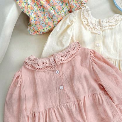 Arrival Autumn Girls Simple Cartoon Embroidery Pattern Long Sleeves Hollow-out Collar Dress, MyKids-USA®, Baby & Toddler Dresses, MyKids-USA -  -  -  -  -  -  - 