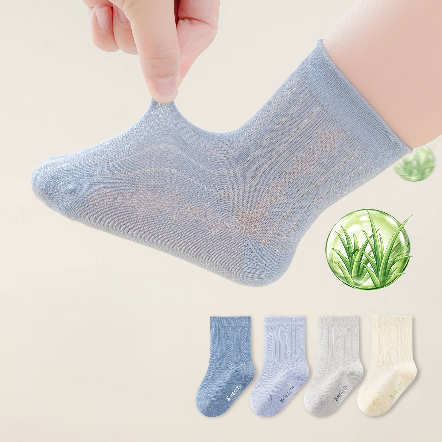 Spring and Summer Baby Kids Boys and Girls Breathable Letters and Geometric Pattern Socks Set