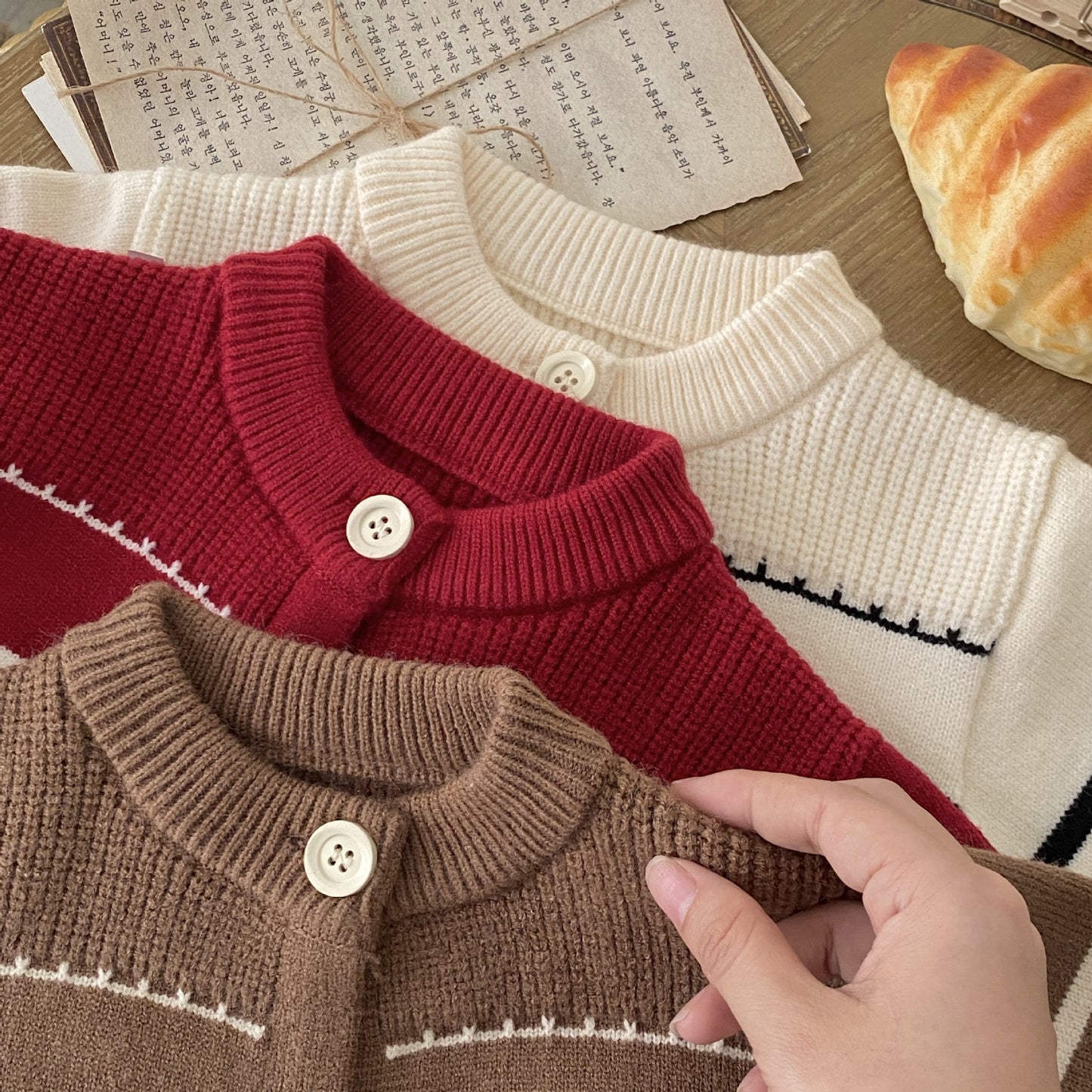 Winter and Autumn Baby Kids Unisex Striped Long Sleeves Cardigan and Pants Knitted Clothing Set, MyKids-USA®, Baby & Toddler Outfits, MyKids-USA -  -  -  -  -  -  - 