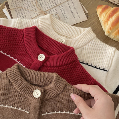 Winter and Autumn Baby Kids Unisex Striped Long Sleeves Cardigan and Pants Knitted Clothing Set, MyKids-USA®, Baby & Toddler Outfits, MyKids-USA -  -  -  -  -  -  - 