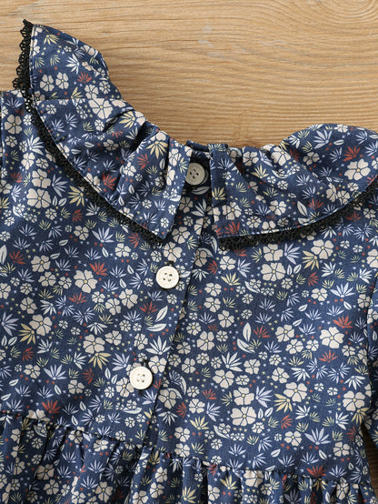Arrival Autumn Girls Flowers Pattern Long Sleeves Dress with Collar, MyKids-USA®, Baby & Toddler Dresses, MyKids-USA -  -  -  -  -  -  - .