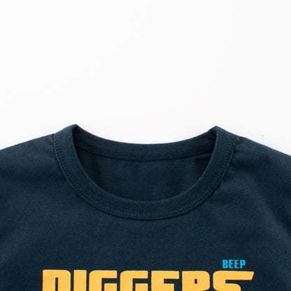 Summer Boys’ Digger Cartoon and Letters Pattern T-shirt in European and American Style, MyKids-USA®, Baby & Toddler Tops, MyKids-USA -  -  -  -  -  -  - 
