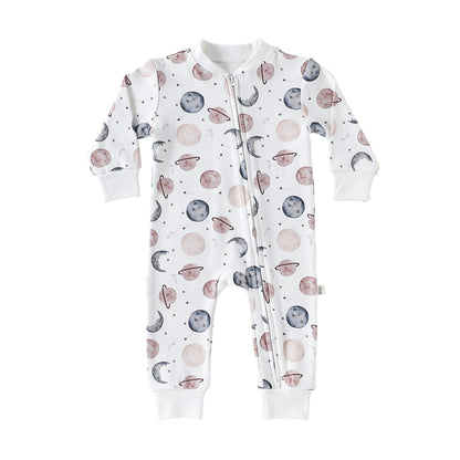 Autumn Arrival Baby Unisex Long Sleeves Planet Pattern Zip-up Rompers, MyKids-USA®, Outfit Sets, MyKids-USA - Size/Age - 66 (3-6M) - Color - Beige -  -  - TR2509232358-A